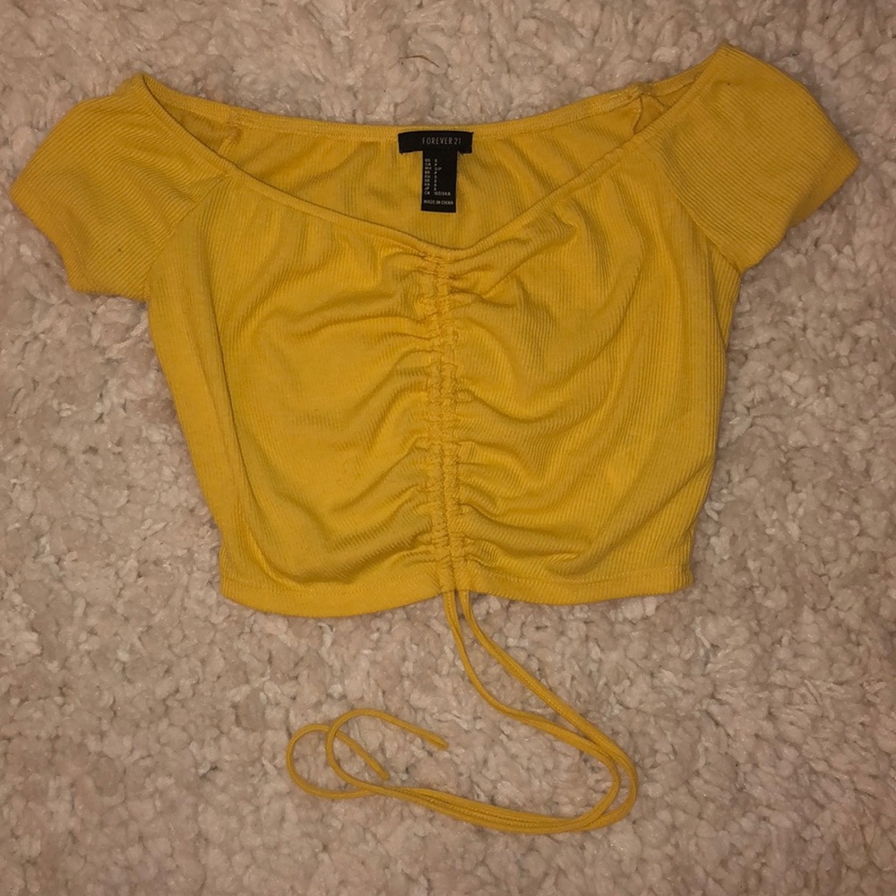 Forever 21 Yellow off the shoulder crop top